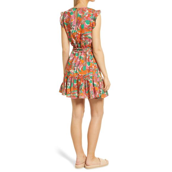 MARINE LAYER Laney Side Tie Ruffle Minidress Vintage Floral Multicolor Women's S - Picture 5 of 16